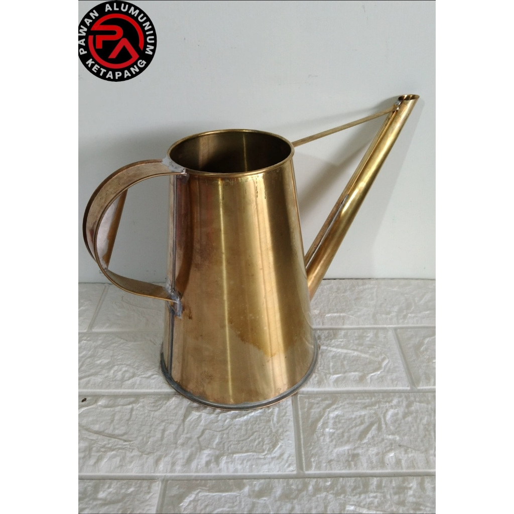 Teko Kopi Kuningan Bahan Tebal 0.5 mili + Saringan Kopi