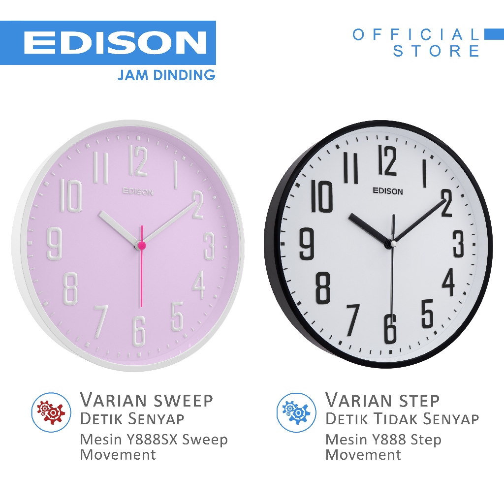 Jam Dinding Edison Sweep ESX EQ 270 T79 Timbul Diameter 270mm 27cm