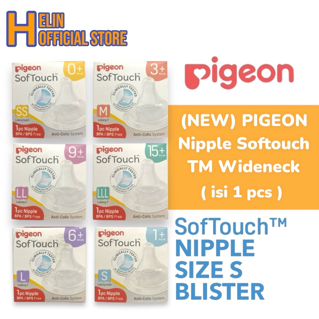 (NEW) Nipple PIGEON Wideneck SofTouch TM Nipple size SS S M L LL LLL 1pcs Ori Pigeon