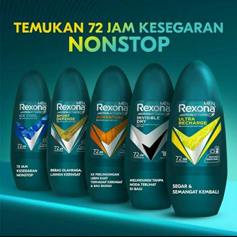 Rexona Men Deodorant Roll On 45 ml Deodoran 45ml Adventure V8 Active Bright Charcoal Sport Defence U
