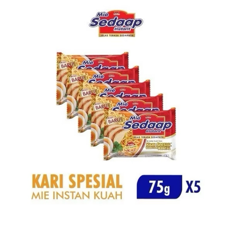 

Sedaap Mie Instan Kari Kental Special Bag 75 gr X5