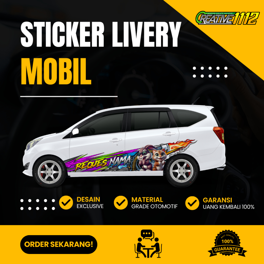TERBARU STIKER MOBIL KEREN DECAL LIVERY CUSTOM NAMA DESAIN STICKER SIGRA HITAM PUTIH MERAH 2018