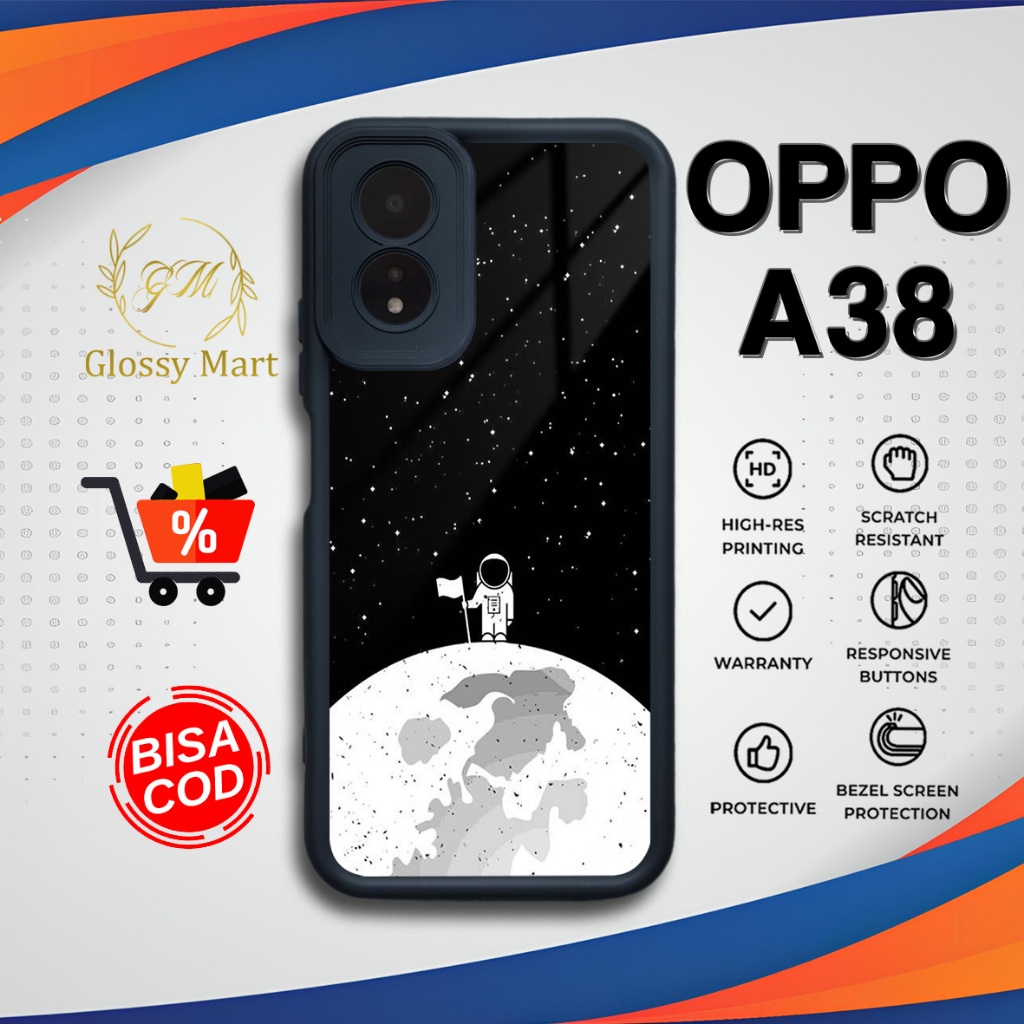 GlossyMart88 Case Oppo A38 Terbaru [Astronot] Casing Oppo A38 Hardcase Softcase Premium Glossy