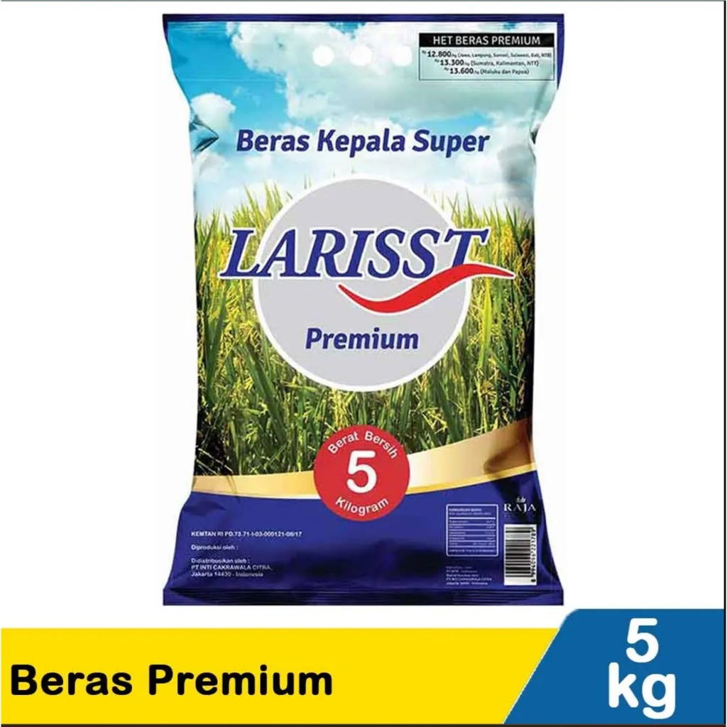 

Larisst Beras Pulen & Putih Alami 5Kg / 2,5Kg Larisst Beras Pulen & Putih Alami 2,5Kg