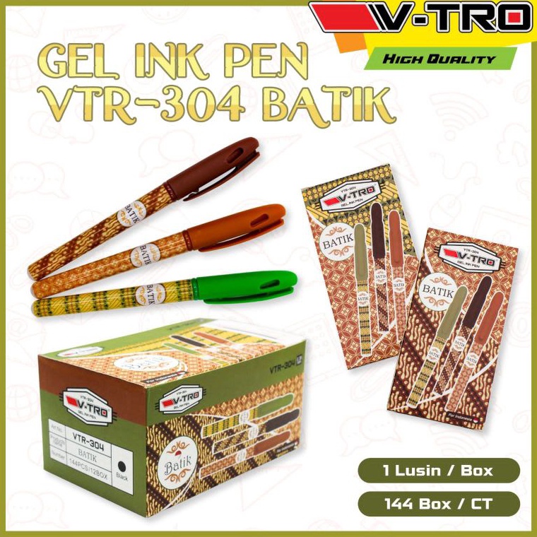 

Kejutan Murah bolpen gel Vtro VTR 34 batik