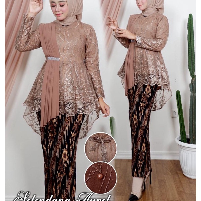 Bonuskan COD SET KEBAYA BLOUSE SELENDANG AUREL  MODEL KEBAYA 2  BAJU KEBAYA DAN WISUDA MODERN