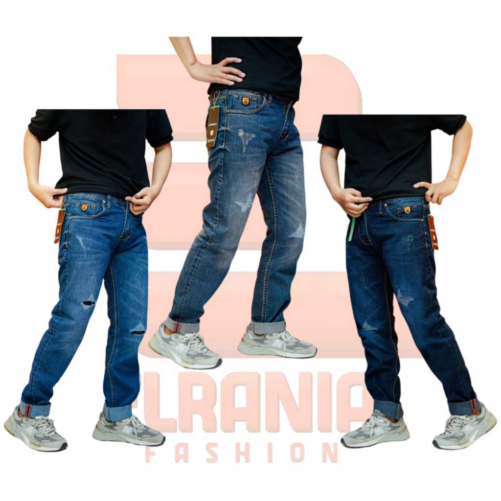 LICASIO 79 SOBEK - CELANA JEANS PANJANG PRIA LICASIO 79 FIDING WHISKER SELVED SOBEK LASER TAMBAL REG