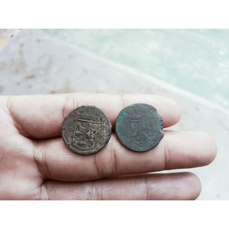 koin voc holland 1750 apa adanya 2 keping