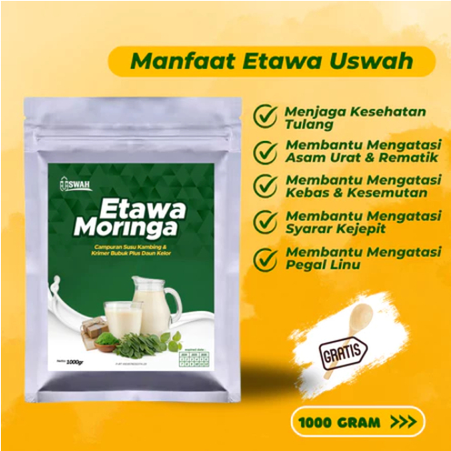 

Susu Kambing Etawa MORINGA USWAH Bubuk 1KG Full Cream Plus Kelor