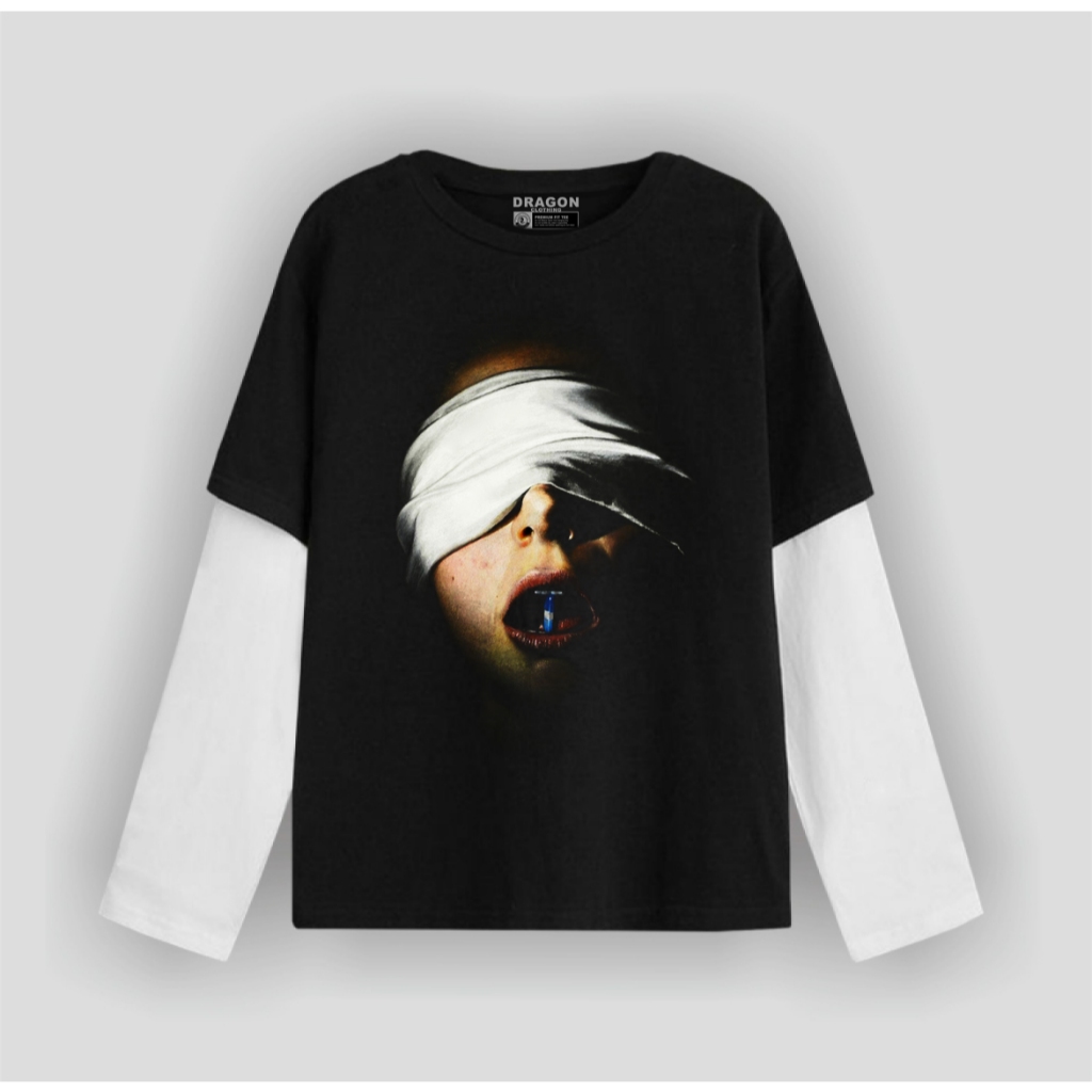 Dragon Clothing Kaos double layer pria Forced T-shirt Lengan Panjang Unisex