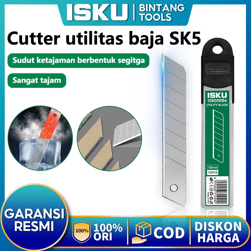 

ISKU Cutter Blade Isi Ulang Cutter Sk5 10 Pcs Perkakas Tajam Dan Anti Karat Isi Ulang Pisau Cutter Ukuran Besar Profesional Perkakas Pisau Gantungan Kunci