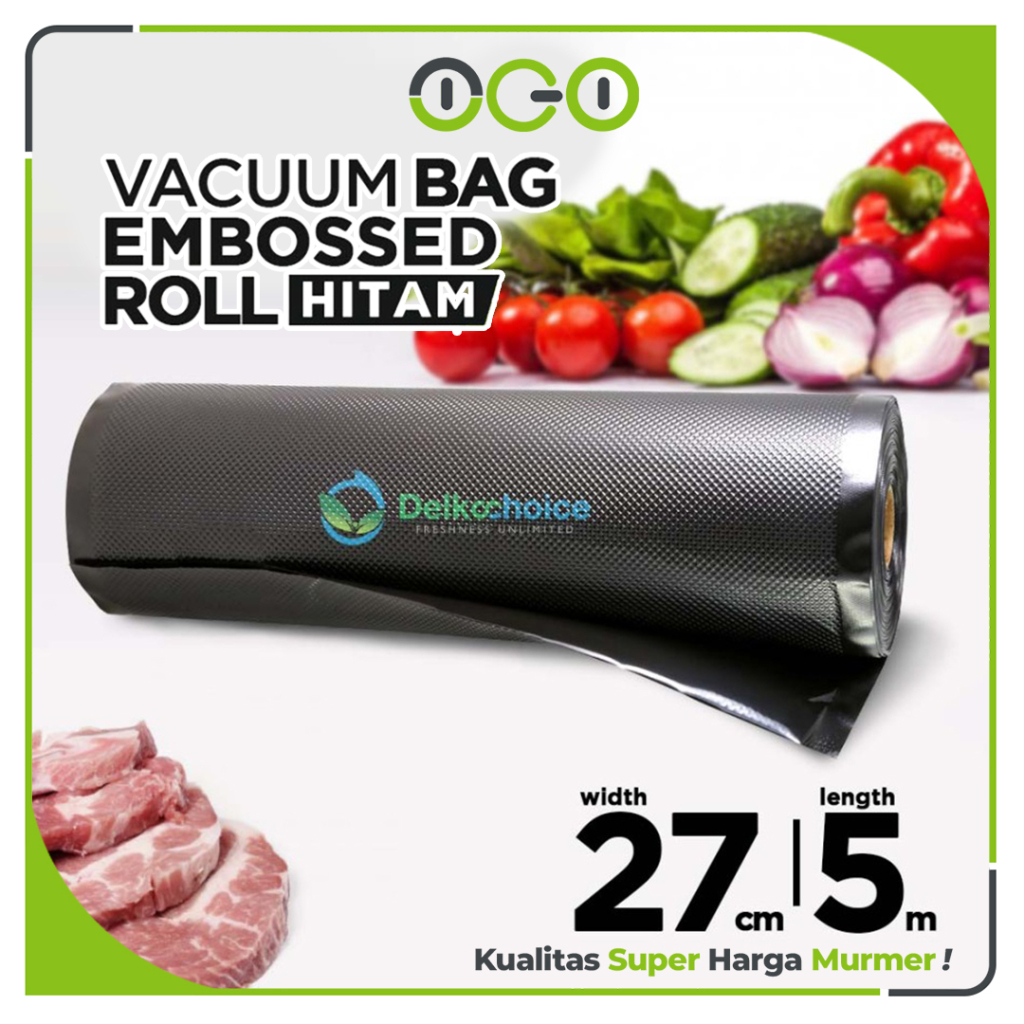 Vacuum EMBOSSED ROLL 27cm x 5 meter HITAM Plastik Vakum Makanan Vacum Bag Sealer  - Delkochoice