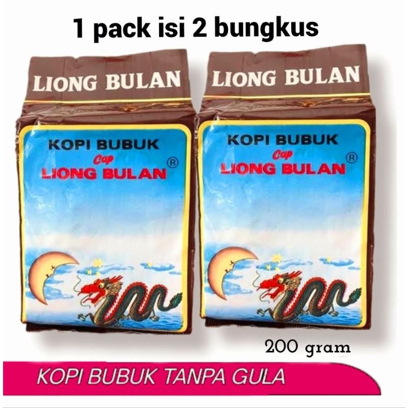 

Kopi Liong Bulan 200gram 1pack isi 2bungkus, kopi hitam Tampa gula