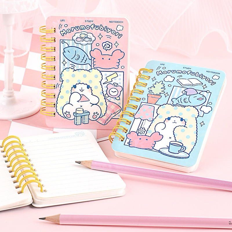 

Marumofubiyori Notebook Buku Tulis Buku Catatan A7 Design Lucu Pink Blue #t046