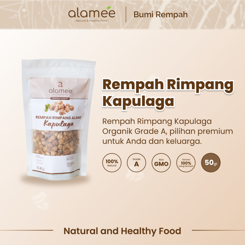 

ALAMEE Kapulaga Kering Lokal Cardamom Kapolaga Kapol Rempah Organik Bumbu Masakan Seasoning 50gr