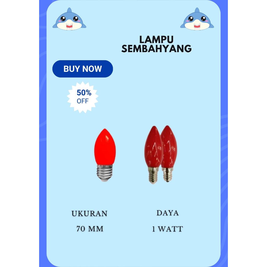 LAMPU BOHLAM LED SEMBAHYANG E12/E14/E27 1WATT LAMPU SEMBAHYANG MERAH BISA COD