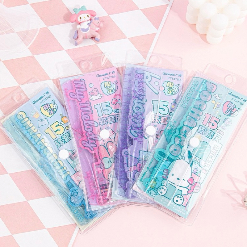 

Sanrio Penggaris Ruler Busur Elastis Set 4Model Kuromi Melody Cinamoroll Pochacco #t051