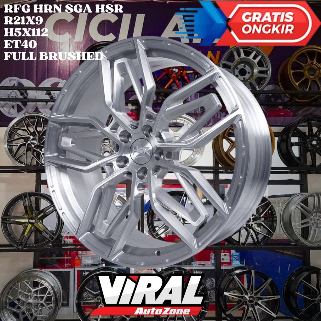Velg Mobil Ring 21 HSR RFG HRN SGA R21 LEBAR 9 LOBANG 5 PCD 112 ET40 FULL BRUSHED
