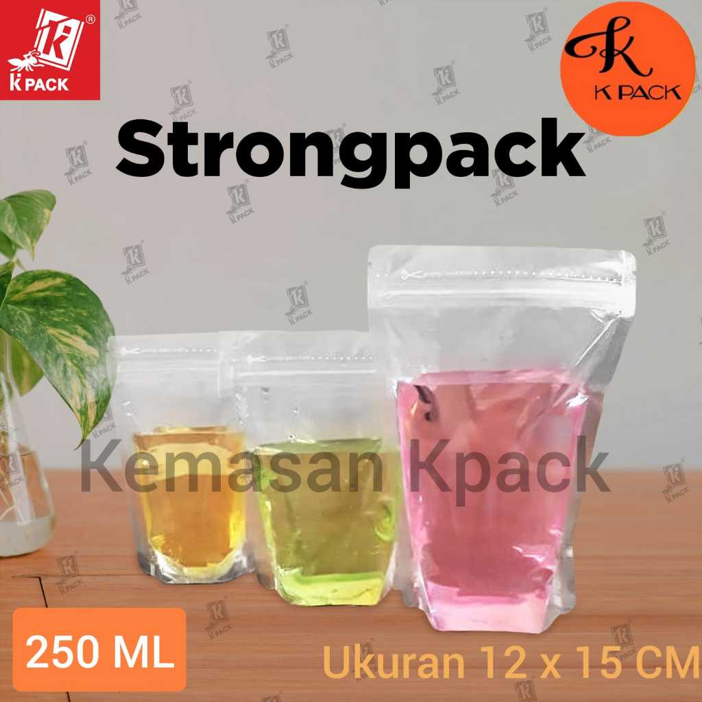 STANDING POUCH STRONG PACK  250ML  PLASTIK KLIP BENING MINUMAN CAIRAN