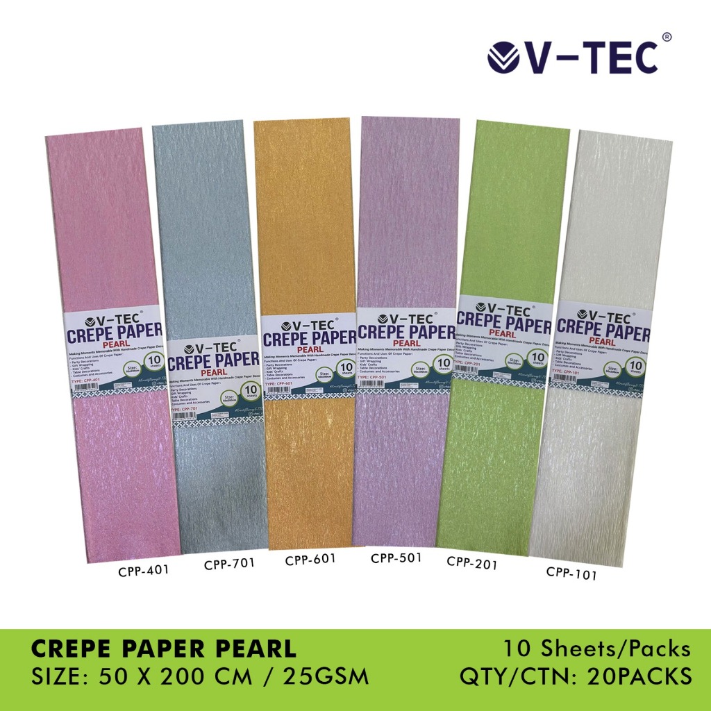 

(1 PACK) CREPE PAPER V-TEC / 10 LEMBAR VTEC COLOUR FLUORESCENT PEARL GOLD SILVER WARNA LEMBARAN KERTAS KREP CREPES KOBOT HIASAN DEKORASI HIASAN RUANGAN PESTA ULANG TAHUN MURAH LENGKAP FLOWER WRAP LEMBARAN / M21 STATIONERY JOGJA