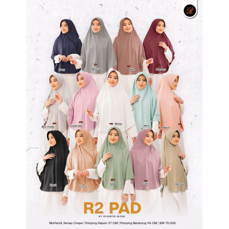 Jilbab Rivantie R2 Ped /jilbab jersey/kerudung /Bergo standar