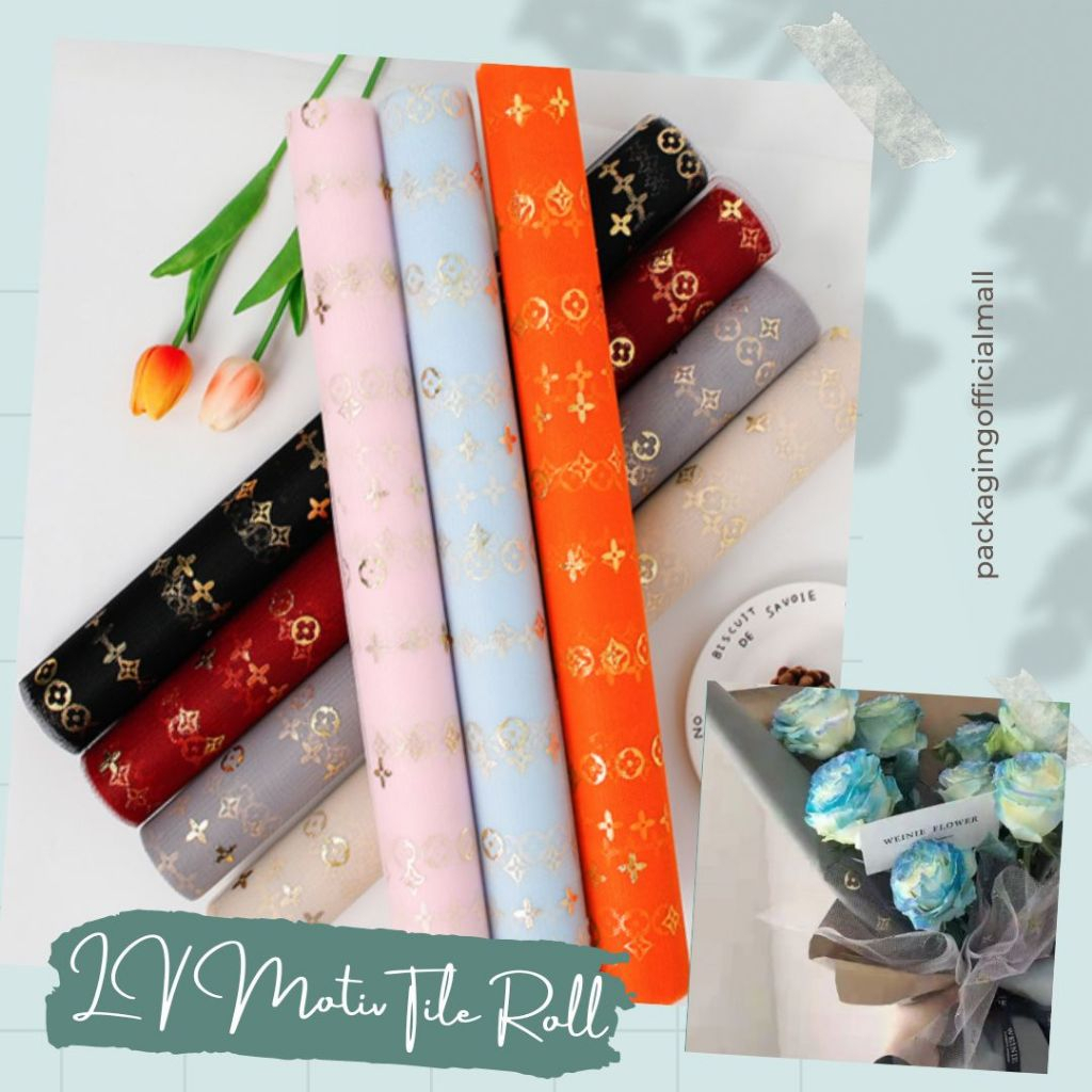 

LV MOTIF TILE ROLL / COTTON ROLL / KERTAS BUKET BUNGA / KAIN BUKET / CELLOPHANE