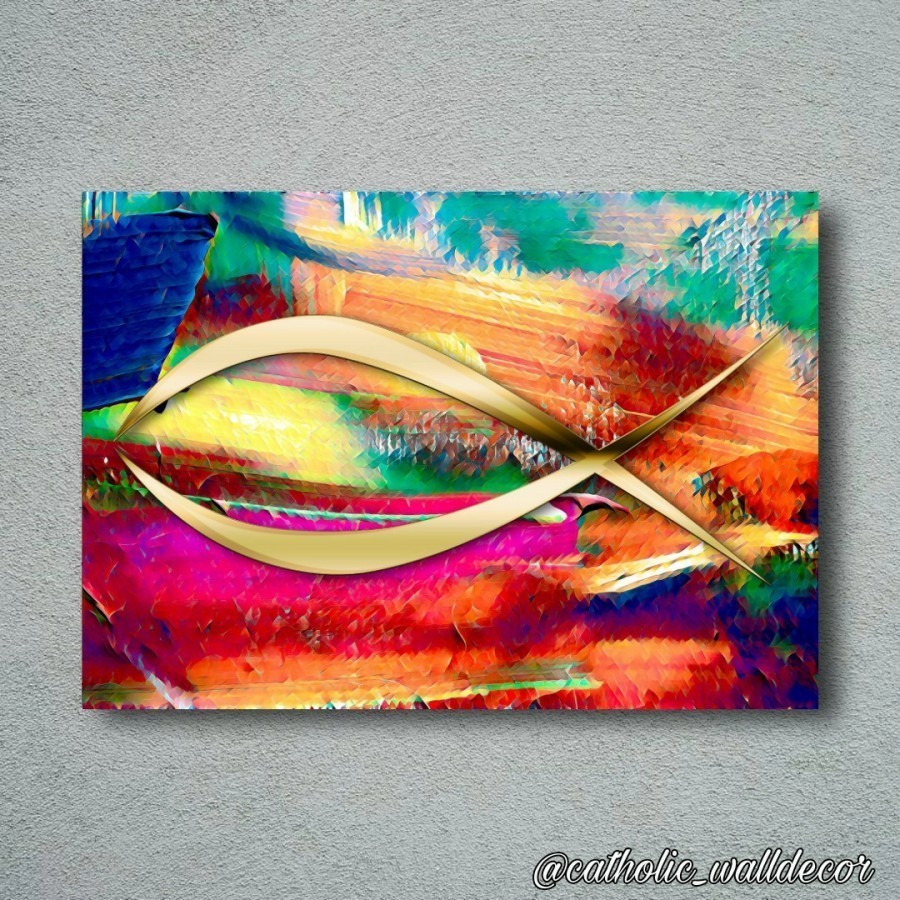 Hiasan dinding Kristen Katolik simbol kekristenan Ictvs model lukisan - TIPE BOX