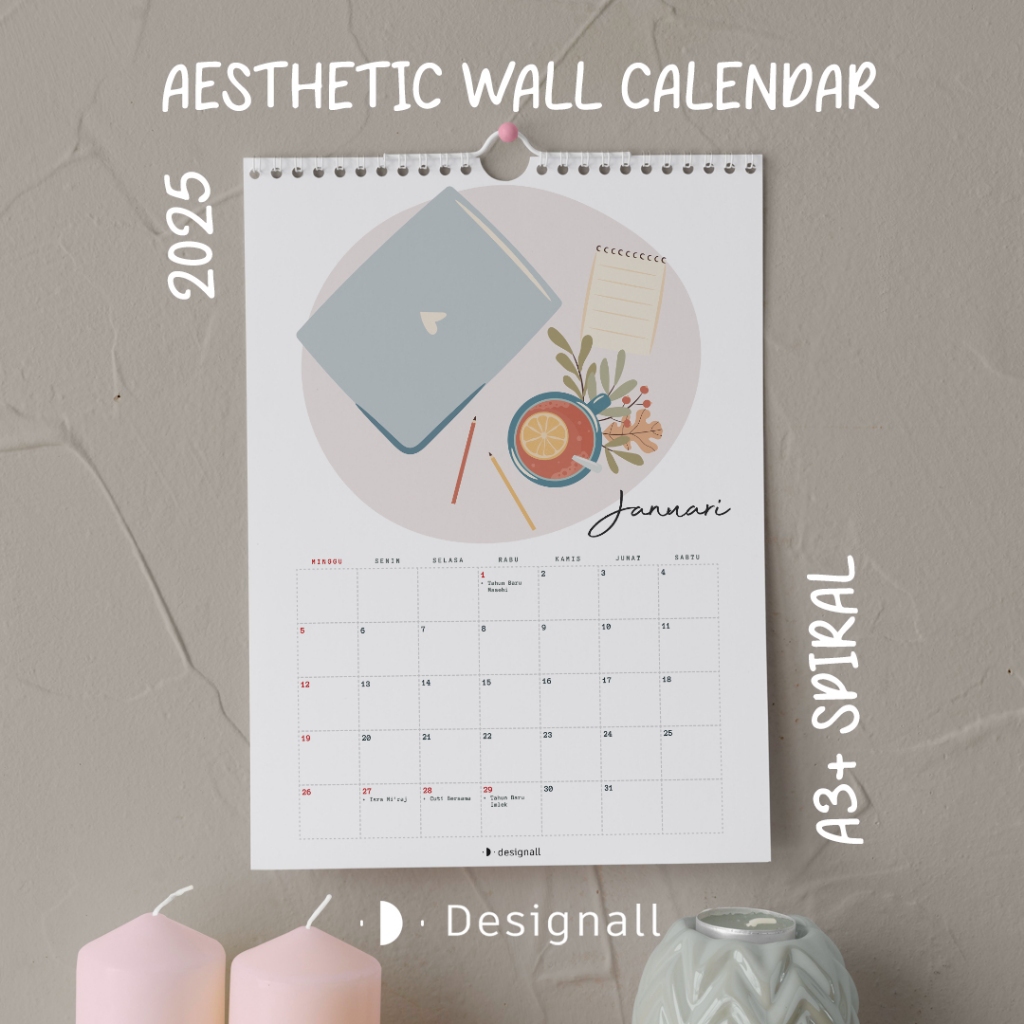 

DESIGNALL KALENDER DINDING AESTHETIC 2025 A3+ SPIRAL HF