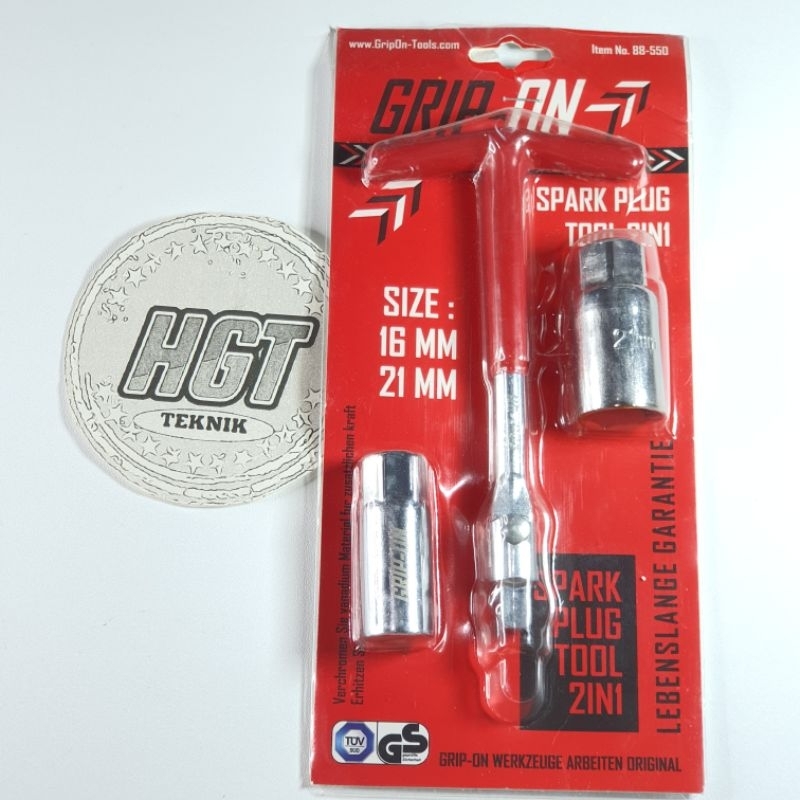 Grip on Kunci Busi 16mm dan 21mm 2 Mata Fleksibel Kunci Busi T Mobil Motor Ori grip on