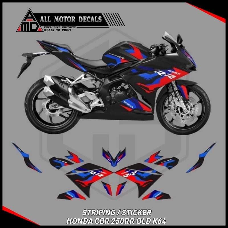 Striping Honda Cbr 250RR Old K64 Livery Bmw Tri Color / Decal Cbr 250 rr lama / Sticker Motor Cbr250