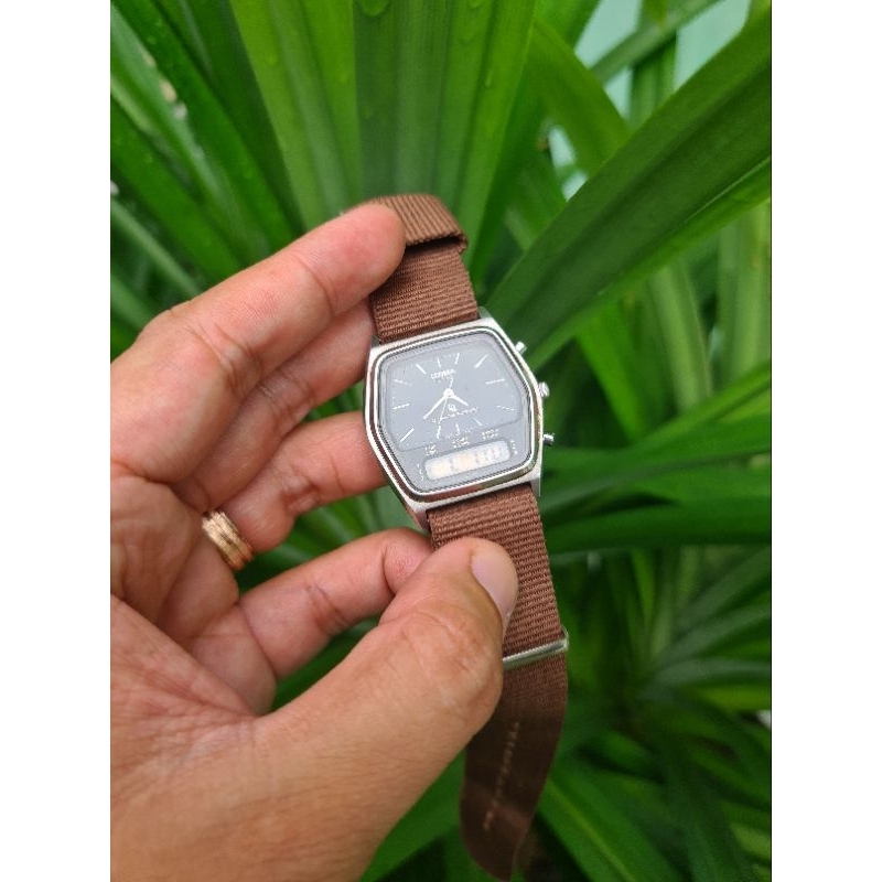 jam tangan Citizen CQ japan dual time vintage rare item