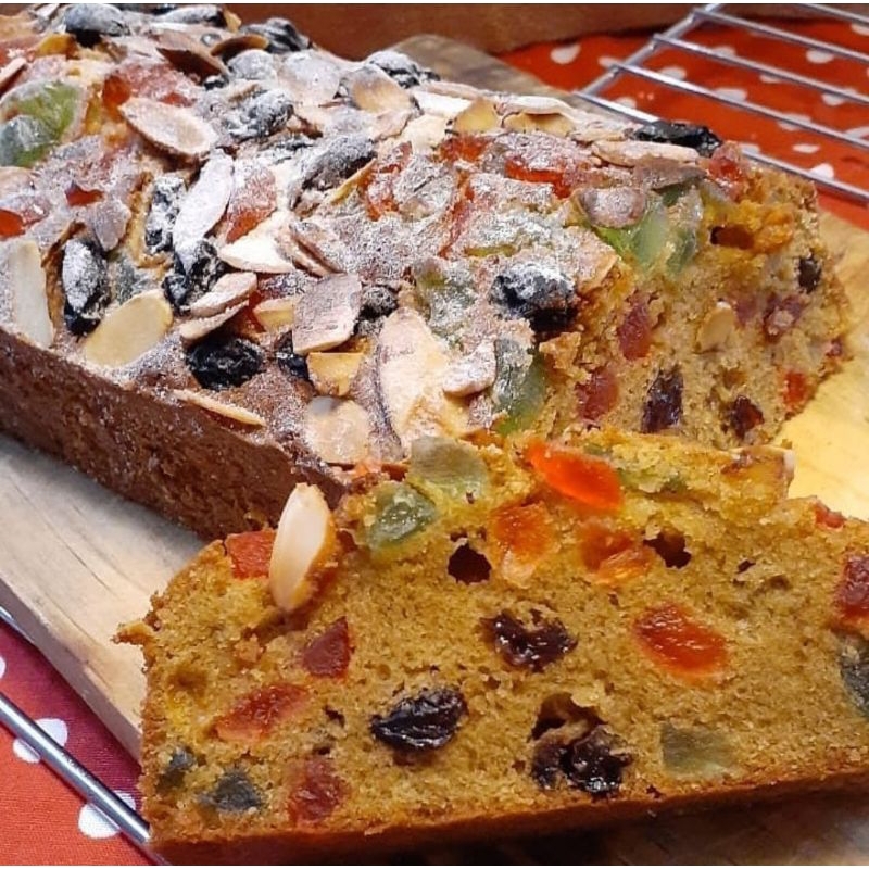 English Fruit Cake Long Size 22cm (bisa req less sugar)
