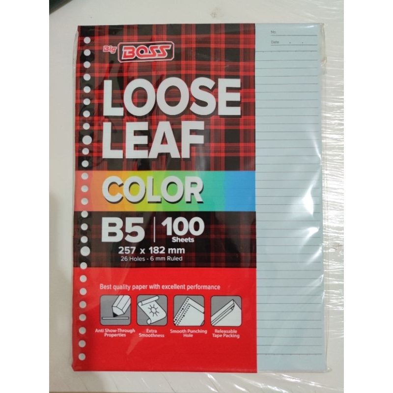 

Kertas Binder Loose Leaf Big Boss B5 Warna Biru Bergaris