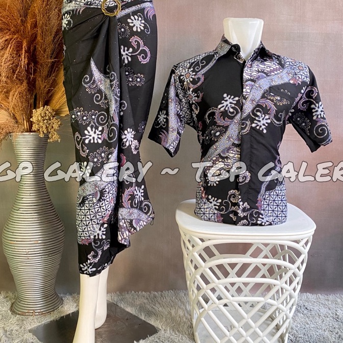 Langka BATIK COUPLE LENGAN PENDEK BATIK SET BATIK COUPLE ROK LILIT BAJU BATIK COUPLE KONDANGAN MEWAH