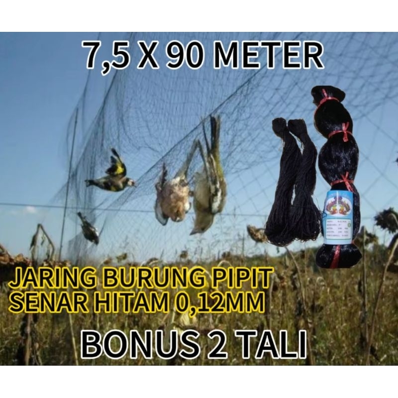 JARING BURUNG SAWAH,JARING BURUNG PIPIT,JARING BURUNG EMPRIT.SENAR HITAM BONUS 2 TALI