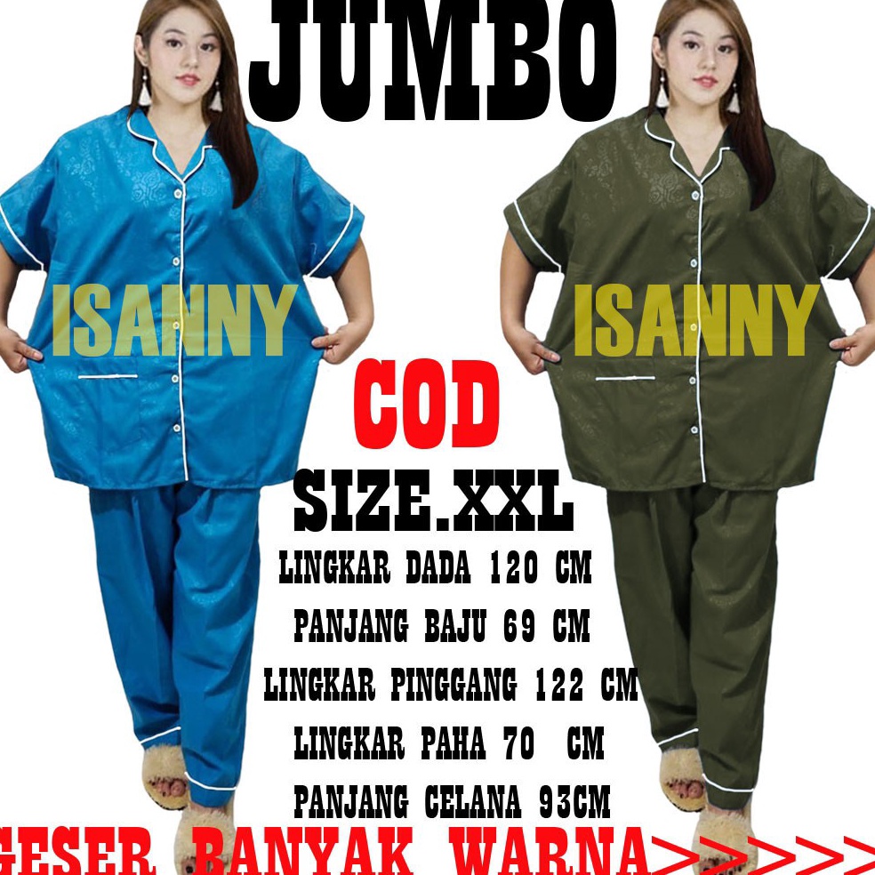 Lebih Terpercaya ISANNY PIYAMA SET JUMBO SIZEXXLSATEN EMBOS JUMBO CPPYAMA DEWASAREADY 2 WARNA