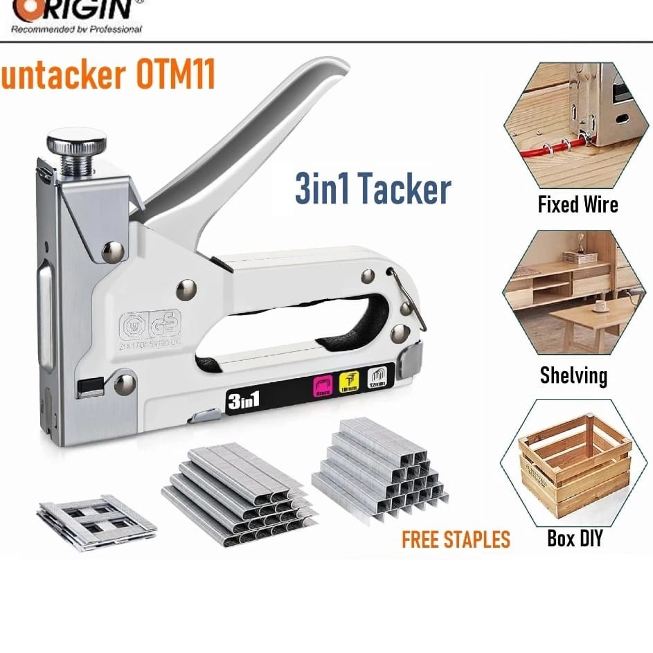 

Super Harga ORIGIN OTM 11 Stapler Tembak Kayu Gun Tacker 3 in 1 Alat Staples dan Paku Tembak 3in1 Staple Gun 414mm