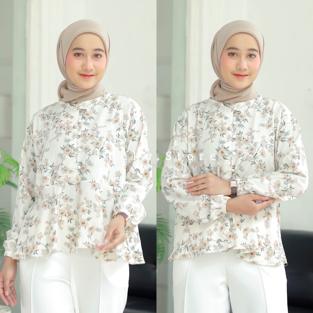 CLEORA BLOUSE  CRINKLE MOTIF BUNGA