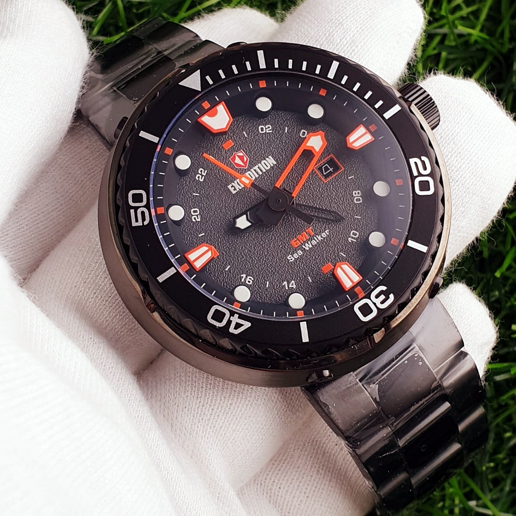 Jam Tangan Pria Expedition E6727 6727 Sea Walker Dark Grey Black Steel Original | 20ATM