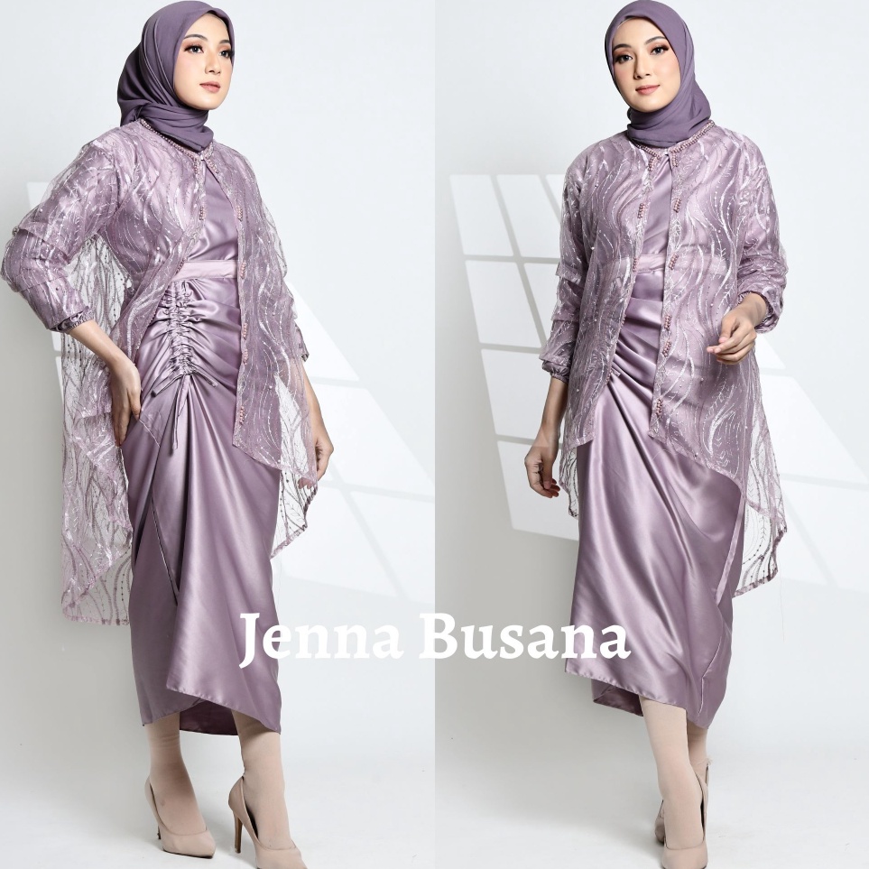Update Terkini READY JUMBO XXL  GAMIS SAGE GREEN MAUVE AGHNIA SATIN SILK DRESS 2 IN 1 GAMIS SERUT IN