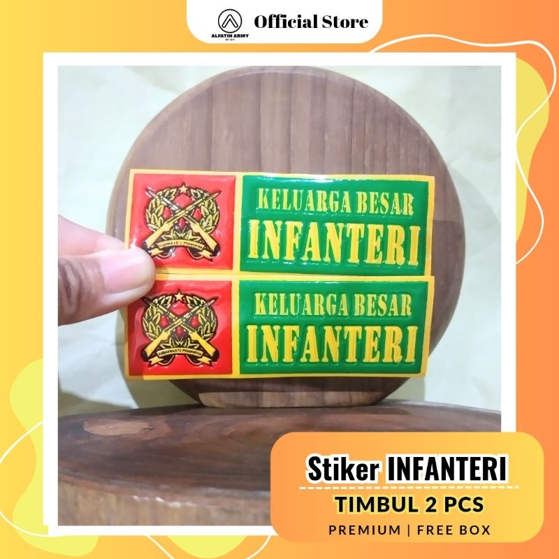 2 PCS Stiker Plat nomor Infanteri Timbul TNI Motor 3x7cm AlFatih Army