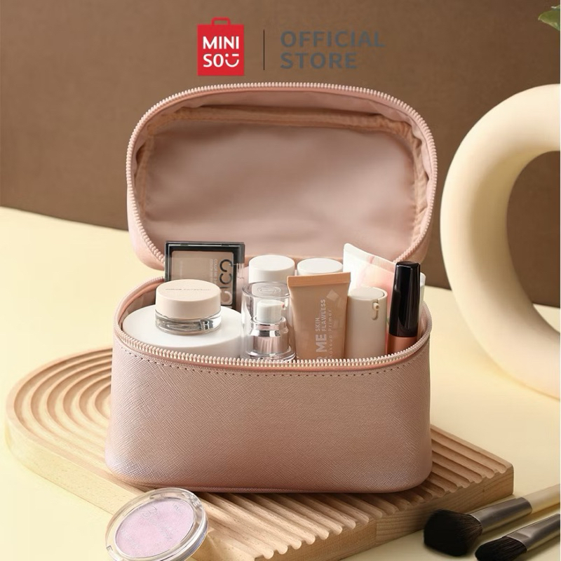 Pouch Make Up MINISO Pearlized Pink Cosmetic Bag Tempat Kosmetik Tas Kosmetik Tas Make Up MINISO