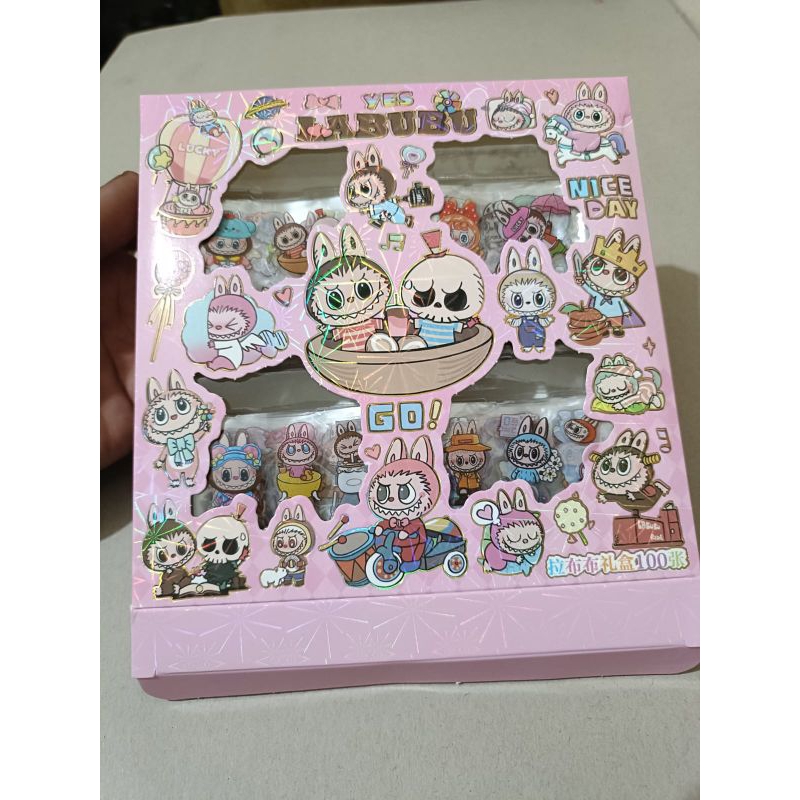 

mainan stiker labubu satu boks isi 100 pcs