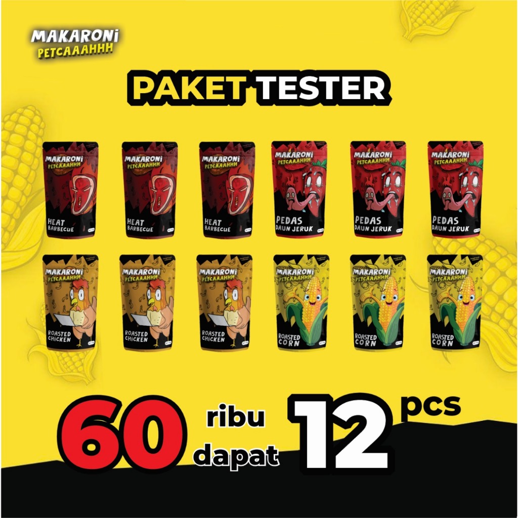 

Paket Tester Isi 12 Pcs Makaroni Pecah Aneka Rasa Snack dan Makanan Ringan Macaroni Crispy Tidak Bantet dan Keras All Varian