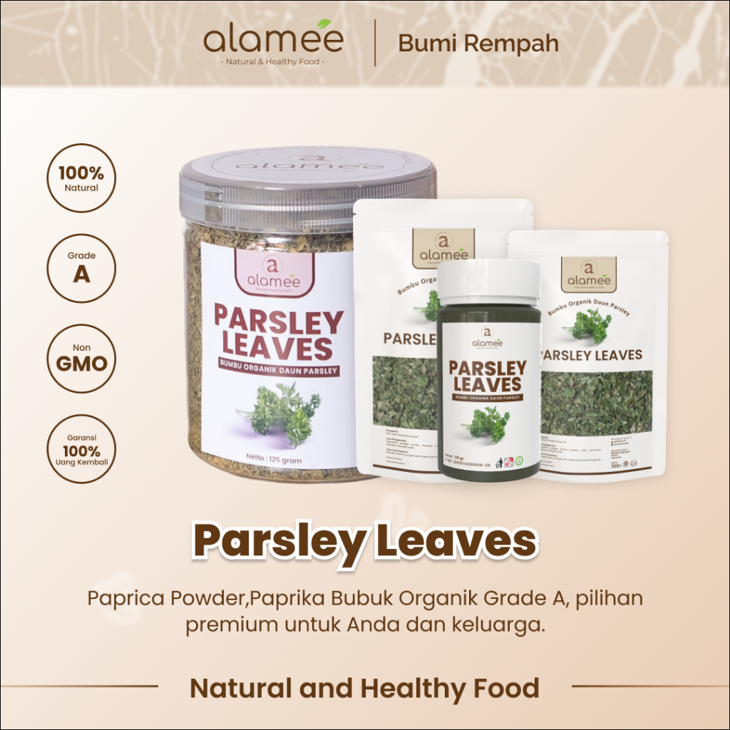 

ALAMEE Parsley Kering Dried Persley Flakes Daun Peterseli Leaves Bumbu Dapur Masak Organik 125g