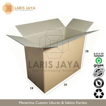 

(KHUSUS INSTANT) 35 x 18 x 28 cm Kardus Polos Karton Box Packing Single Wall Tebal 35x18x28 cm