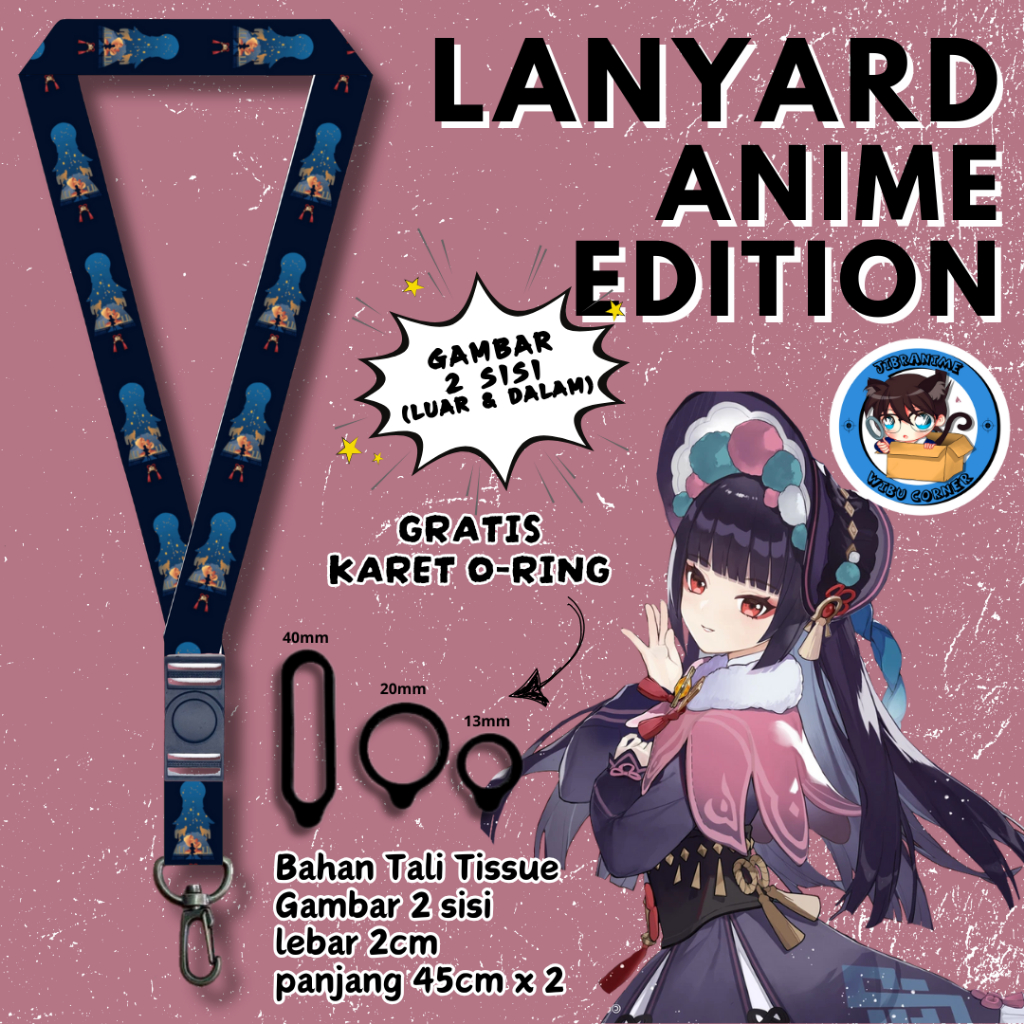 

Lanyard Panjang Anime 2 Sisi / Yunjin Genshin Impact / gantungan kunci layard keychain