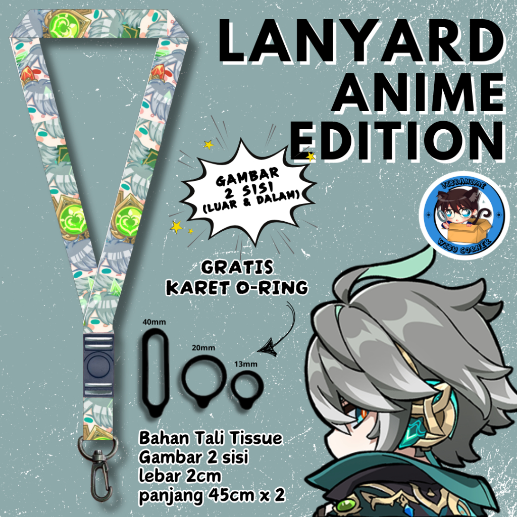 

Lanyard Panjang Anime 2 Sisi / Alhaitham Chibi Genshin Impact / gantungan kunci layard keychain