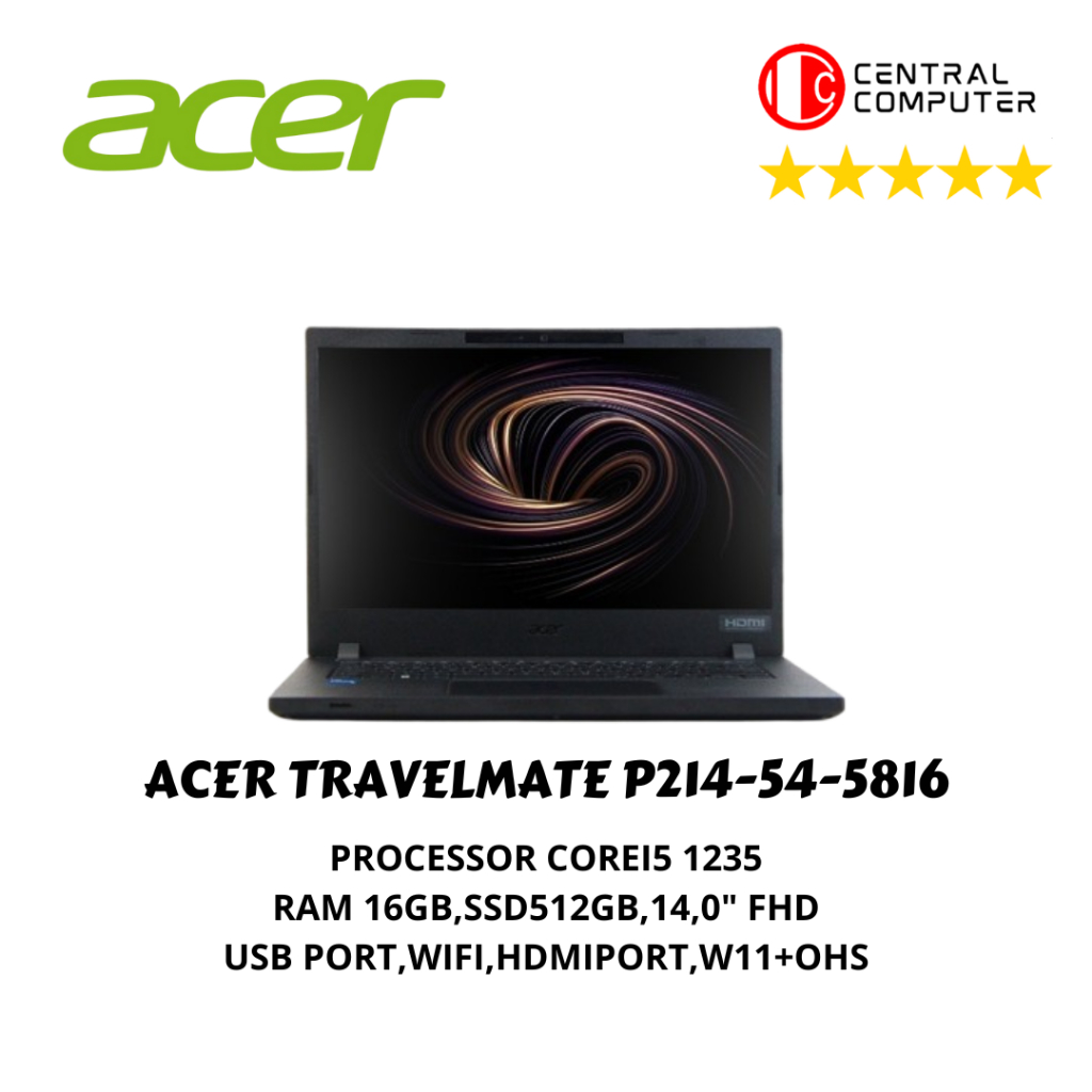 Laptop Baru Acer Travelmate P214 -5816 Core I5-1235u Ram 16gb Ssd 512gb 14" Full Hd