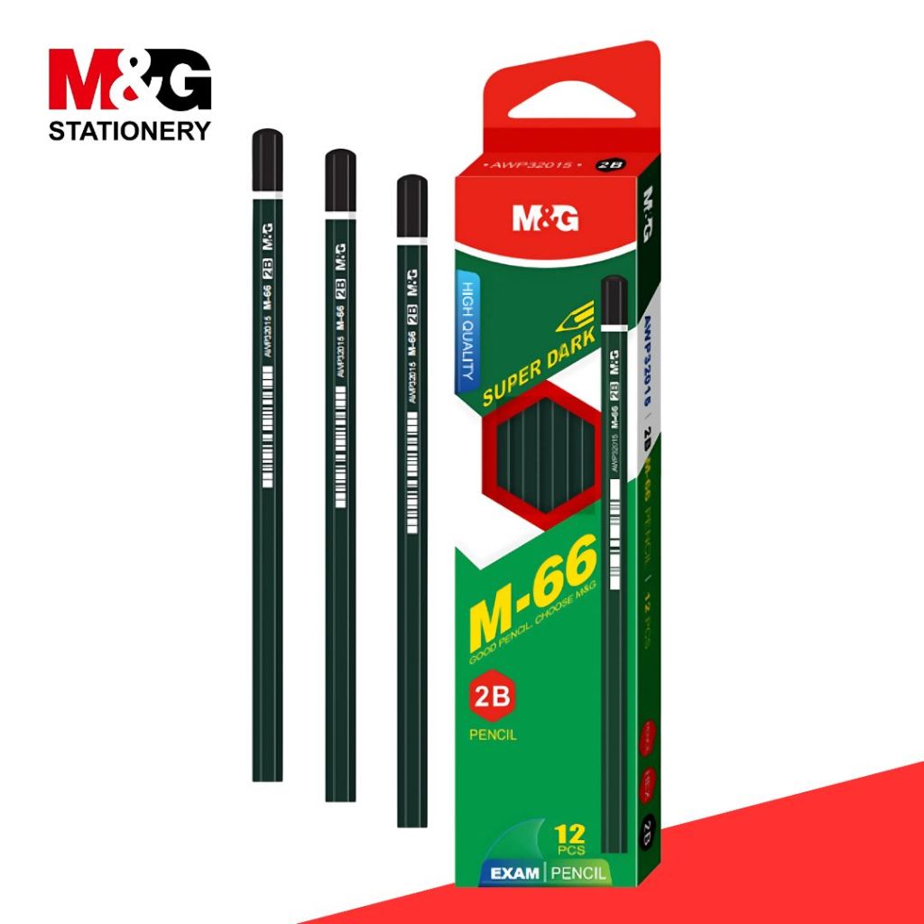 

Pensil M-66 M&G AWP32015P Pencil 2B Pensil Ujian Hexagonal Super Dark - LUSINAN